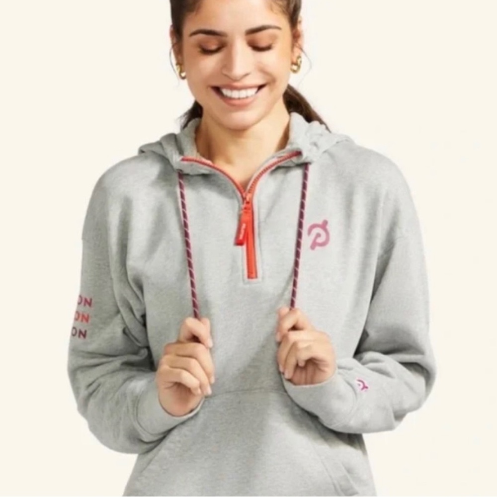 Peloton TWGF Relaxed 1/2 Hoodie Gray Work Out Athleisure Womens L